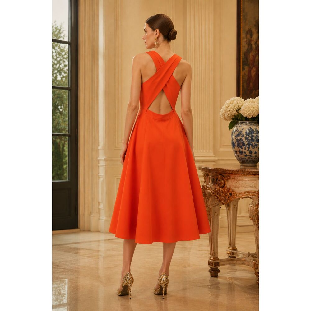 $2890 OSCAR DE LA RENTA 2021 Midi Length Dress Sz 6 - Picture 3 of 10